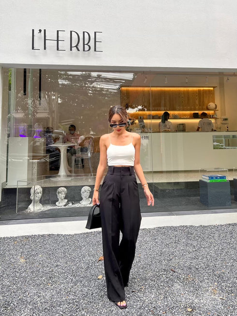 Women High Quality High Waisted Straight Cut Trousers